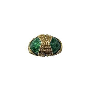 Tellem & Co. 18 Karat Yellow Gold Green Enamel Dome Ring Size 6 #22705